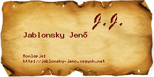 Jablonsky Jenő névjegykártya